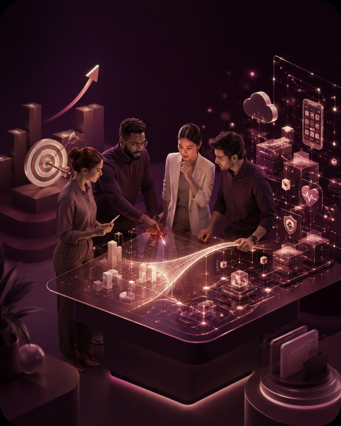 GITS team reviewing a technology and healthcare data dashboard