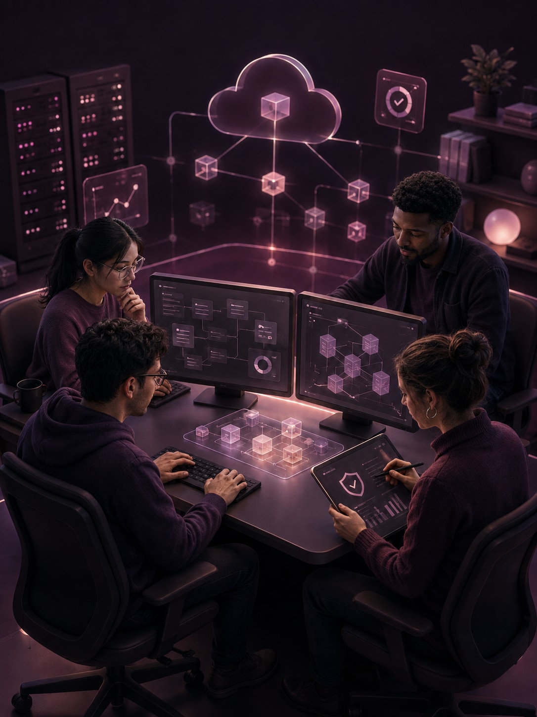 GITS engineers collaborating at their workstations